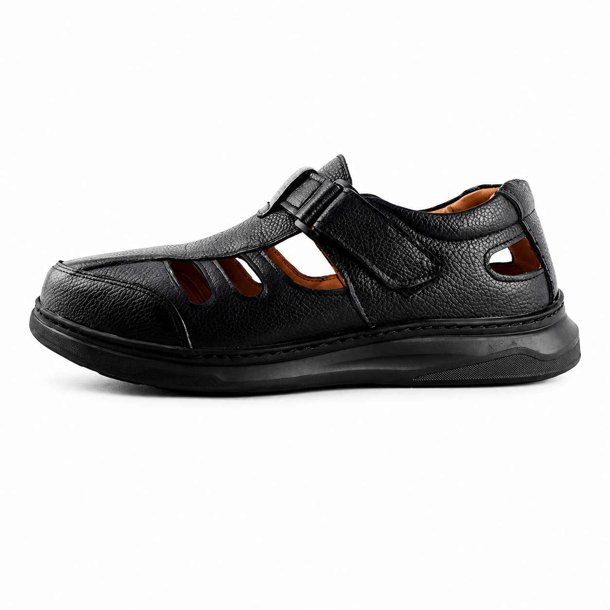 Sandale pour homme confort SM121 noir Cuir sandale médicale femme confortable Maroc